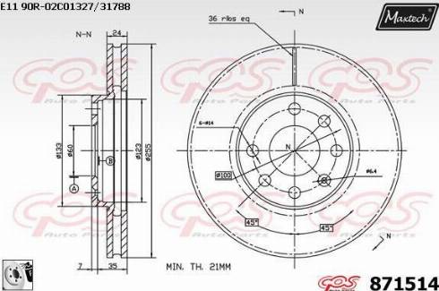 Maxtech 871514.0080 - Гальмівний диск autocars.com.ua