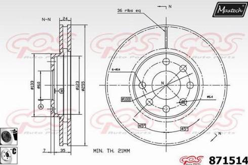 Maxtech 871514.6060 - Гальмівний диск autocars.com.ua