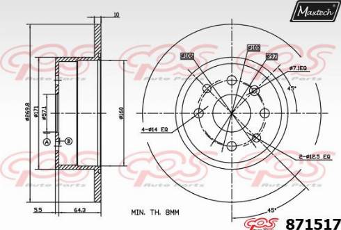 Maxtech 871517.0000 - Гальмівний диск autocars.com.ua