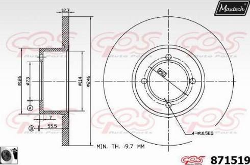 Maxtech 871519.0060 - Гальмівний диск autocars.com.ua