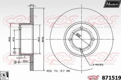 Maxtech 871519.0080 - Гальмівний диск autocars.com.ua