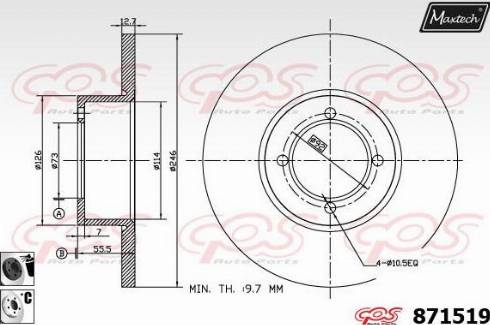 Maxtech 871519.6060 - Гальмівний диск autocars.com.ua