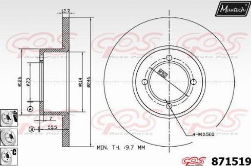 Maxtech 871519.6880 - Гальмівний диск autocars.com.ua