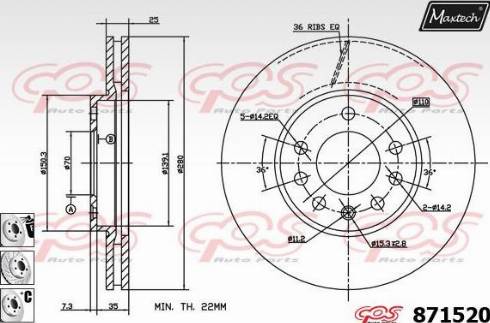 Maxtech 871520.6880 - Гальмівний диск autocars.com.ua