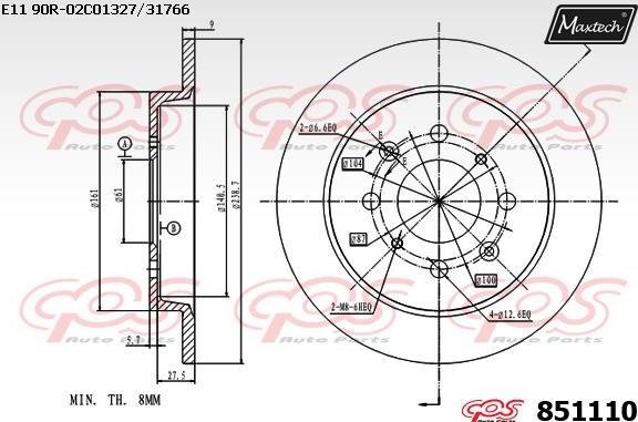 Maxtech 871521 - Гальмівний диск autocars.com.ua