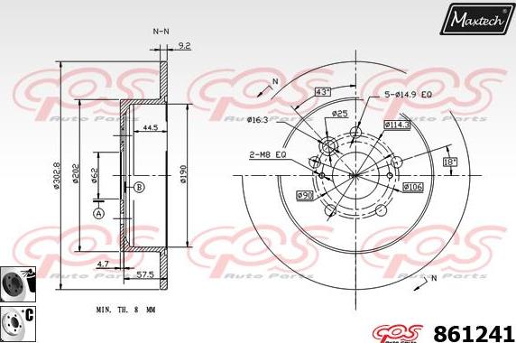 Maxtech 871526 - Гальмівний диск autocars.com.ua