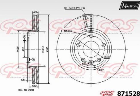 Maxtech 871528.0000 - Гальмівний диск autocars.com.ua