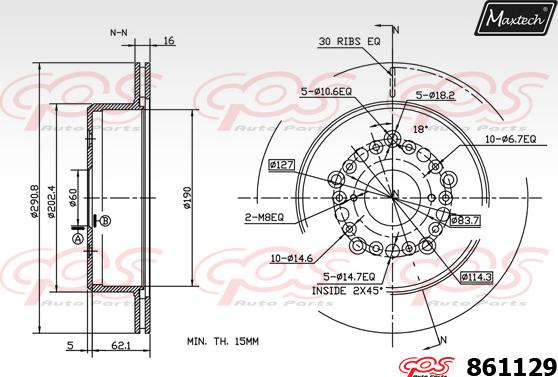 Maxtech 871528 - Гальмівний диск autocars.com.ua