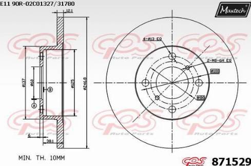 Maxtech 871529.0000 - Гальмівний диск autocars.com.ua