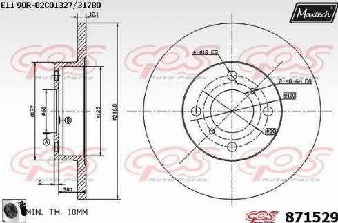 Maxtech 871529.0060 - Гальмівний диск autocars.com.ua