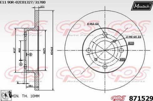 Maxtech 871529.0080 - Гальмівний диск autocars.com.ua