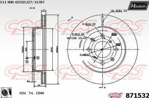 Maxtech 871532.0060 - Гальмівний диск autocars.com.ua