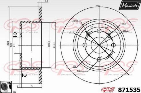 Maxtech 871535.0060 - Гальмівний диск autocars.com.ua