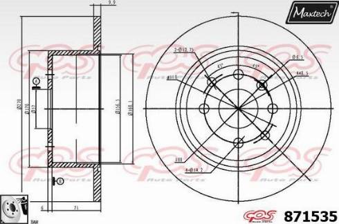 Maxtech 871535.0080 - Гальмівний диск autocars.com.ua