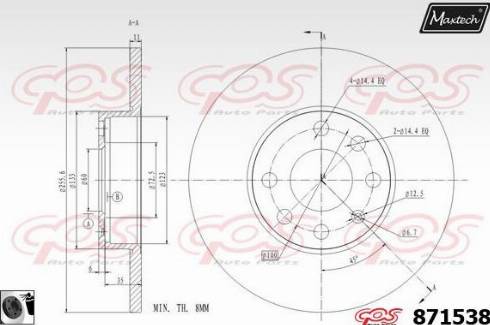 Maxtech 871538.0060 - Гальмівний диск autocars.com.ua