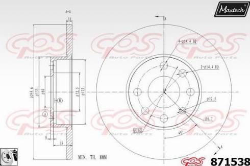 Maxtech 871538.0080 - Гальмівний диск autocars.com.ua