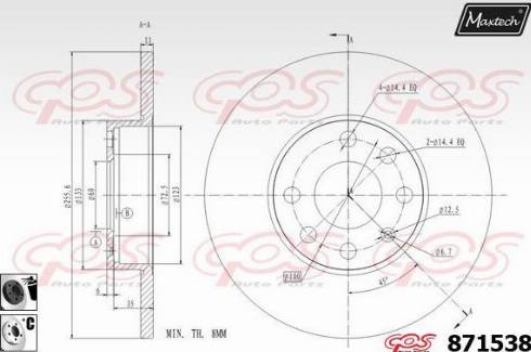 Maxtech 871538.6060 - Гальмівний диск autocars.com.ua