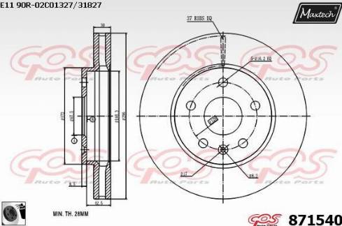 Maxtech 871540.0060 - Гальмівний диск autocars.com.ua