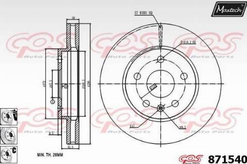 Maxtech 871540.6880 - Гальмівний диск autocars.com.ua