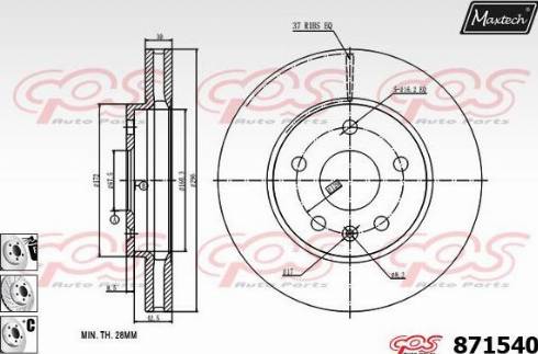 Maxtech 871540.6980 - Гальмівний диск autocars.com.ua