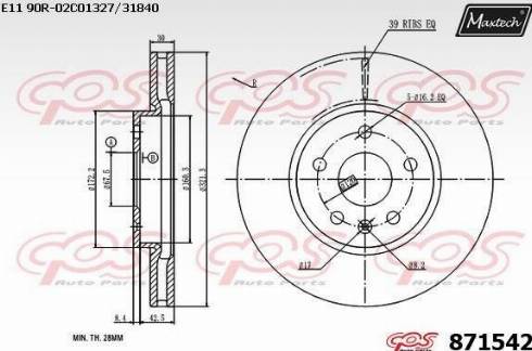 Maxtech 871542.0000 - Гальмівний диск autocars.com.ua