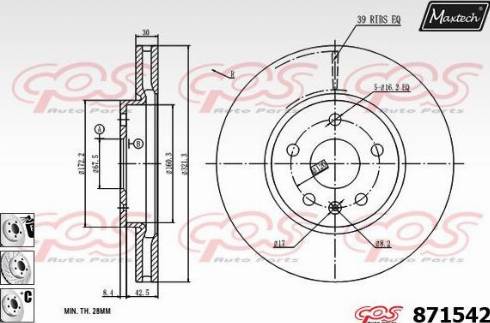 Maxtech 871542.6880 - Гальмівний диск autocars.com.ua