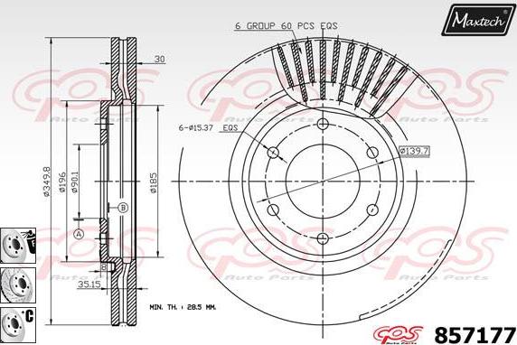 Maxtech 871543 - Гальмівний диск autocars.com.ua