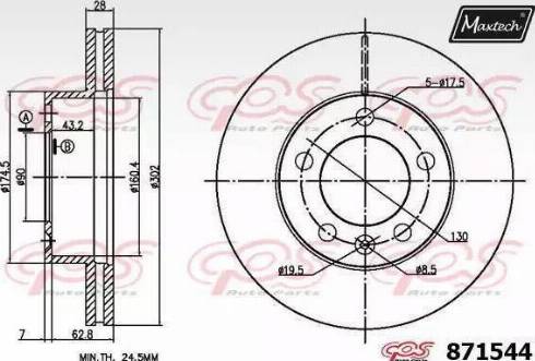 Maxtech 871544.6060 - Гальмівний диск autocars.com.ua