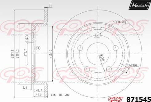 Maxtech 871545.0000 - Гальмівний диск autocars.com.ua