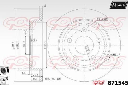 Maxtech 871545.6060 - Гальмівний диск autocars.com.ua