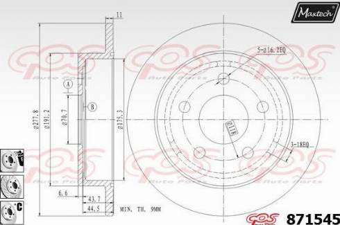 Maxtech 871545.6880 - Гальмівний диск autocars.com.ua