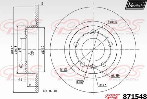 Maxtech 871548.0000 - Гальмівний диск autocars.com.ua