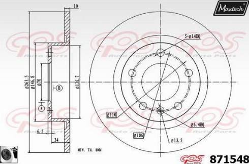 Maxtech 871548.0060 - Гальмівний диск autocars.com.ua