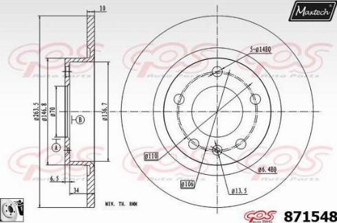 Maxtech 871548.0080 - Гальмівний диск autocars.com.ua