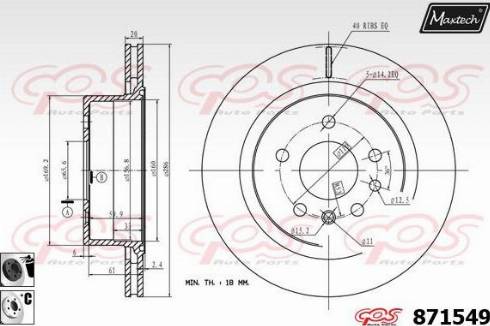 Maxtech 871549.6060 - Гальмівний диск autocars.com.ua