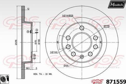 Maxtech 871559.0060 - Гальмівний диск autocars.com.ua