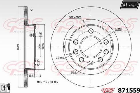 Maxtech 871559.0080 - Гальмівний диск autocars.com.ua