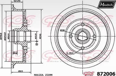 Maxtech 872006.0000 - Гальмівний барабан autocars.com.ua