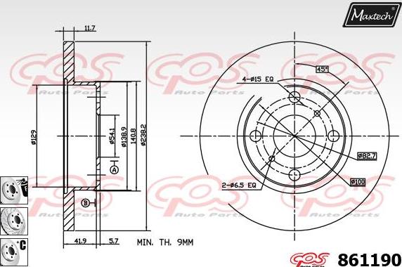 Maxtech 873580 - Гальмівний диск autocars.com.ua