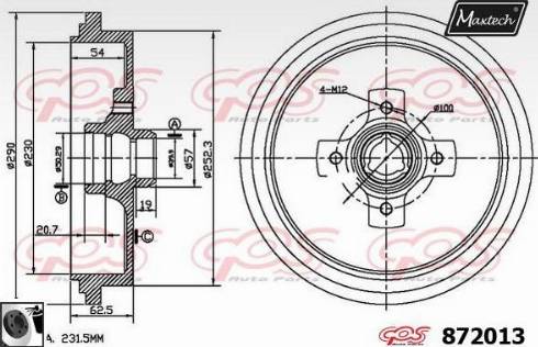 Maxtech 872013.0060 - Гальмівний барабан autocars.com.ua