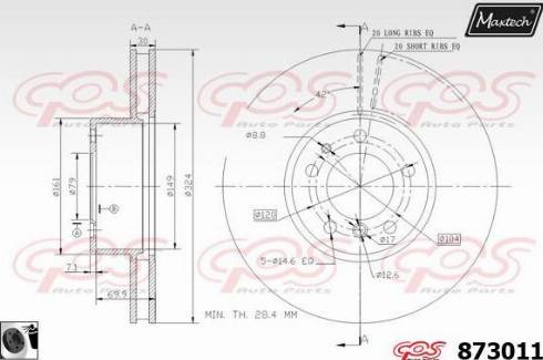 Maxtech 873011.0060 - Гальмівний диск autocars.com.ua