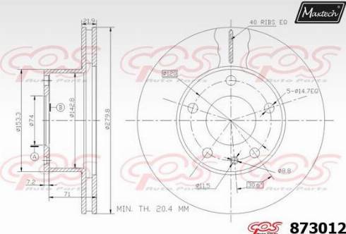 Maxtech 873012.0000 - Гальмівний диск autocars.com.ua