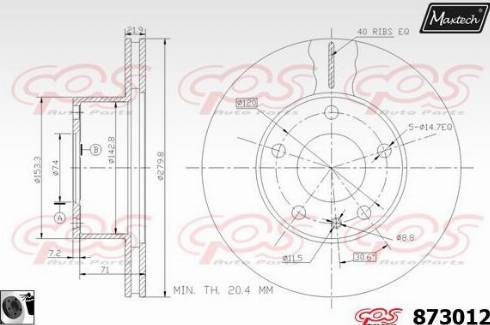 Maxtech 873012.0060 - Гальмівний диск autocars.com.ua