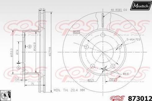 Maxtech 873012.0080 - Гальмівний диск autocars.com.ua