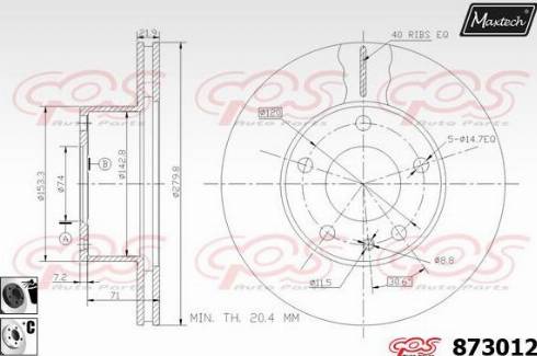 Maxtech 873012.6060 - Гальмівний диск autocars.com.ua