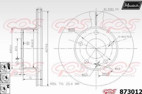 Maxtech 873012.6880 - Гальмівний диск autocars.com.ua