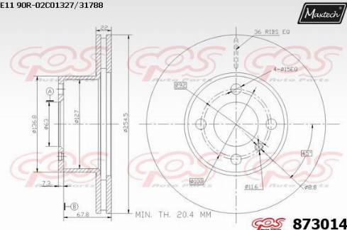 Maxtech 873014.0000 - Гальмівний диск autocars.com.ua