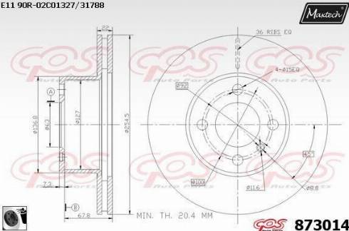 Maxtech 873014.0060 - Гальмівний диск autocars.com.ua