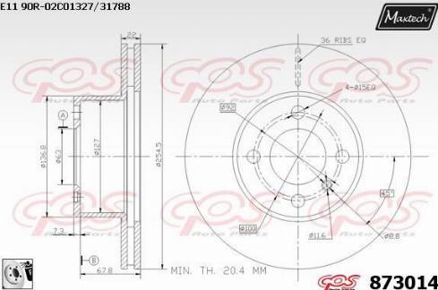 Maxtech 873014.0080 - Гальмівний диск autocars.com.ua