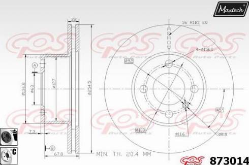 Maxtech 873014.6060 - Гальмівний диск autocars.com.ua